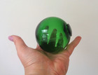 2 Vtg Japanese Glass Fishing Floats Green amber Hand-blown 8  5  Nautical Decor