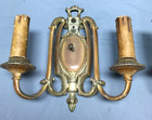Pair Antique Brass Empire Candelabra Wall Sconces Light Fixtures Vtg Old 66-24b