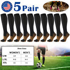 5 Pairs Copper Compression Socks 20-30mmhg Graduated Support Mens Womens S m-xxl