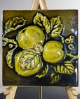 Antique Us Encaustic Tile Victorian Art Nouveau Majolica Olive Green Crab Apple