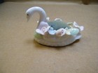 Vintage 1900 s Porcelain Swan Sewing Pin Cushion Japan