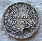 1837 No Stars Seated Liberty Silver Half Dime Rare Key Date Type Coin Xf   Holed