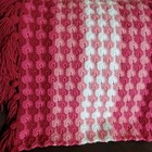 Afghan Handmade Maroon Pink White 62l X 36w W  6  Tassels On Ends Throw Blanket