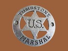 Tombstone Novelty Badge Old West Silver Star Pin Back  2  Inches