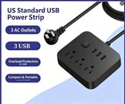 Us Power Strip Surge Protector 3 Ac Outlets Plugs With 3 Usb Ports 4 Ft Cable