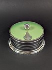 Vintage Enameled Powder Box Jar Art Deco Dresser Vanity Decor Silver Tone 4 5 