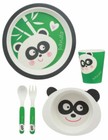 Ebros Panda 5 Piece Organic Bamboo Dinnerware Set For Kids Children Toddler Baby