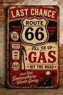 Route 66 Last Chance Gas Sign Vintage Gas Station Garage Metal Wall Decor 8x12