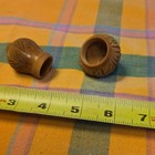 Vintage Carved Brown 2-piece Sewing Thimble Holder Case Storage Box