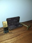 Antique Vintage Gold Tone Gillette Shaving Razor  W  Case Usa