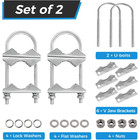 Double Antenna Mast Clamp  Antenna Mount Bracket Kit V Jaw Block With U Bolts