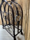 Wine Rack Metal Standing Leather Stitch Design 10 Bottle 22  H 15  W Heavy