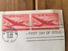 1946 First Day Of Issue First Flying Post Office Air Mail Two 5 Cent Stamp Cover