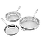 Cuisinart Stainless Steel 5-piece Skillet Fry Pan Set  8   10   12   Tri-ply New