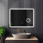 Led Lighted Wall Mounted Frameless Bathroom Mirror With 5x Magnifying