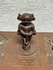 Antique English Lincoln Imp Brass Humidor Box Devil Demon