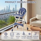 2 In 1 Convertible Baby High Chair Toddler Booster Seat Dual Tray 5 Point Blue