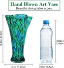 Teal Green Glass Vase For Flowers 10 8inch Hand Blown Vase For Home