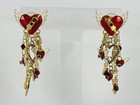Lunch At The Ritz Heart Necklace   Earring Set Lot Gold Tone Signed Vintage Rare