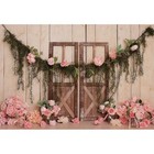 10x6 5ft Wedding Backdrop Rustic Pink Rose Flowers Wood Door Photography