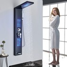 Black Led Rainfall Shower Panel Body Massage Shower Tower System Stainless Steel