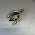 Vintage Horseshoe Style Cigar Cutter Pendant W  Hanging Loop  Brass Tone
