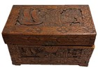 Antique Intricately Hand Carved Chinese Camphor Wood Chest