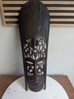 Large Hand Carved African Tribal Mask Wall Art 24    Wood Openwork Folk Art Decor