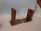 Vintage Mcm Mid-century Modern Teak Wood Slatted Bookends Set Pair