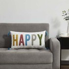  12  X 22  Happy Multicolored Polyester Decorative Pillow