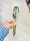 Antique Vintage Maritime Brass Magnifying Magnifier Glass Sturdy Resin Handle