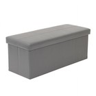 Vinyl Foldable Tufted Storage Bench Indoor Seating Organizer Ottoman Gun Gray Us