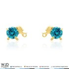14k Solid Yellow Gold Round Blue Zircon Elephant Baby Screw Back Stud Earrings