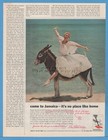 1959 Jamaica Travel Vacation Mary Martin Halliday On Donkey Photo Vintage Ad