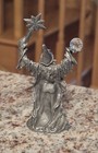 Vintage Pewter Wizard W crystal Ball And  Wand