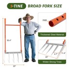 5-tine Broadfork  50  Broad Fork Garden Tool Heavy Duty Digging Pitch Fork Wi   