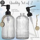 2pack 18oz Simple Glass Soap Dispensers With Black Pump  Refillable Kitchen S   