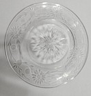 Vintage Clear Etched Glass Bread Butter Plate Floral Starburst 6 25 Inch Round