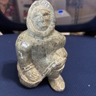 Vintage Inuit Sitting Eskimo Hand Carved Inuit Figure  Tribal Carving  Signed 