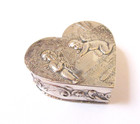 Vintage Sterling Silver Trinket Box Embossed Cherubs Heart Shape