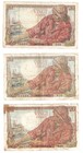 France Wwii 1940-1944 Lot Of 8 Banknotes 5 10 20 100 Francs Vintage Currency