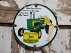 Vintage John Deere Porcelain Sign Old Farm Tractor Equipment Dealer Sale Service