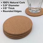 Natural Cork Coasters Round Premium Quality 3 9  Wide 0 2  Thick Rounded Edge