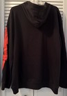 David Bowie Men   s Portrait Black Hoodie Sweatshirt Lightning Bolt Sleeves  xl 