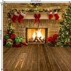 Christmas Fireplace Theme Backdrop For Photography Tree Sock Gift 8x8ft