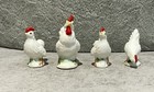 Vintage Porcelain Chicken Mini Figurines Rooster Hens Set Of 4 Japan