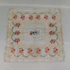 Vintage 1919 Souvenir De France Silk Lace Trim Embroidered Hankies Ww1 Era
