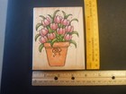Large Tulip Pot - Rubber Stamp - Wood Mounted - Used