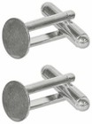 6 Silver Metal Cuff Links Blank 10mm Flat Round Pad To Glue Finding  Cufflinks