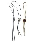 Vtg Western Bolo Tie Lot Of 3 Ties Silver Horseshoe roadrunner Gold Tone Agate